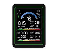 Gettimore Tuya WiFi 10-in-1 Air Quality Monitor with CO2, PM2.5, Temperature and Humidity Sensors, 2.8-Inch Display and Rechargeable Battery for Indoor Use black
