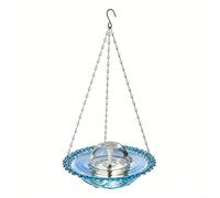 Gettimore USB-Powered Hanging Garden Bird Bath Fountain with Plastic and Metal Basin 23.5 x 45 cm Outdoor Wildlife Accessory in Purple or Transparent(Blue)