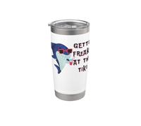 Gettin Freaky at the Tiki Shark Funny Graphic Novelty Stainless Steel Insulated Tumbler