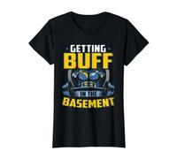 Getting Buff in The Basement Gym Workout Home Exercise Stuff Value Graphic T-Shirt, Women, Black, XL