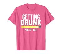 Getting Drunk Please Wait Funny Alcohol Drinking T-Shirt, Men, Pink Heather, Small