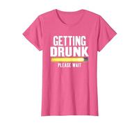 Getting Drunk Please Wait Funny Alcohol Drinking T-Shirt, Women, Pink Heather, Large