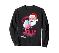 Getting Jolly Drunk Santa Drinking Wine Funny Xmas Christmas Sweatshirt