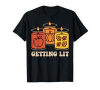 Getting Lit Autumn Candle Lovers Pumpkin Spice Thanksgiving T-Shirt
