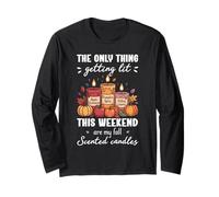 Getting Lit Scented Candles Fall Thanksgiving Cozy Design Long Sleeve T-Shirt