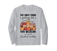 Getting Lit Scented Candles Fall Thanksgiving Cozy Design Long Sleeve T-Shirt