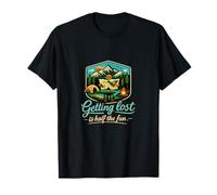 Getting Lost is Half The Fun Camping Mountain Badge T-Shirt