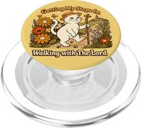 Getting My Steps in Walking With The Lord Christian Cat PopSockets PopGrip for MagSafe