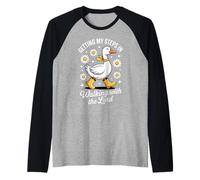 Getting My Steps in Walking with The Lord Christian Duck Fun Raglan Baseball Tee