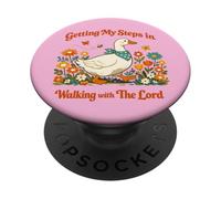Getting My Steps in Walking With The Lord Christian Floral PopSockets Adhesive PopGrip