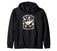Getting My Steps In Walking With The Lord Funny Duck Daisies Zip Hoodie