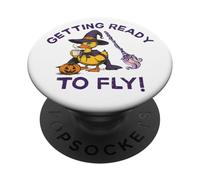 Getting Ready to Fly Cruise Duck Witch Broom Coffee Fun PopSockets Adhesive PopGrip