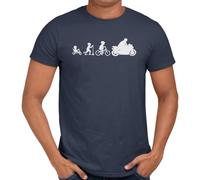 Getting Shirty Biker Evolution (Motorbike, Bike) Motorbike T-Shirt for Men and Women (UK, Alpha, XXL, Regular, Regular, Blue)