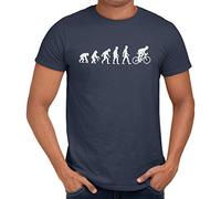 Getting Shirty Evolution of Cycling (Bike, Biker) Men's/Unisex T-Shirt (Small, Blue)