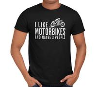 Getting Shirty I Like Motorbikes Maybe 3 People Biker T-Shirt | Funny motorcycle t-shirt for bikers and motorbike lovers, ideal as a birthday, Christmas or Father’s Day gift for him.