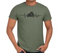 Getting Shirty Motorbike Heartbeat (Bike, Biker) Men's/Unisex T-Shirt (as8, Alpha, xx_l, Regular, Regular, Green)