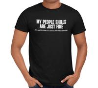 Getting Shirty My People Skills are Just Fine It's My Tolerance to Idiots That Needs Work T-Shirt (UK, Alpha, L, Regular, Regular, Black)