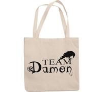 Getting Shirty Team Damon Fandom Tote Shopping Bag (Beige)