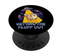 Getting the Fluff Out Alien Fluffy Cat UFO Humor Galaxy PopSockets Adhesive PopGrip