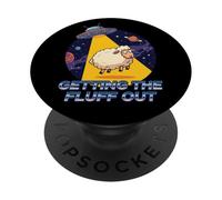 Getting the Fluff Out Alien Fluffy Sheep UFO Humor Galaxy PopSockets Adhesive PopGrip