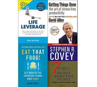 Getting things done, eat that frog, 7 habits of highly effective people and life leverage 4 books collection set