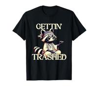 Getting Trashed Raccoon Smoking Marijuana High Funny Weed T-Shirt