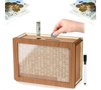 Gettoreach Cash Vault Wooden Savings Box,Travel Fund Money Boxs with Counting Target,1000/5000/10000 Caja De Ahorros,Wooden Coin Piggy Bank for Kids Adults (5000)