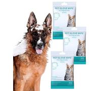 Gettoreach Rinse-Free Dog Shampoo Mitts, Hypoallergenic Pet Bath Wipes Perfect for Long-Haired Dogs, Dog Wipes Cleaning Deodorizing Penetrating Fur, Keep Coat Soft and Manageable, No Rinsing (3 Pack)