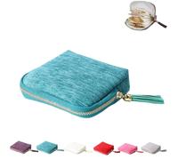 Gettoreach Travel Jewelry Case - Five Compartments with Additional Space on Both Sides for Bracelets, Small Travel Accessories for Rings, Jewelry (Light Blue)