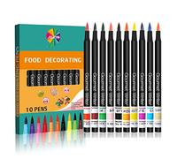 GeTu Edible Pigment Pen Brush Food Coloring Pen for Drawing Biscuits Fondant Cake Decorating Tools Cake DIY Draw Tool，10color