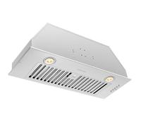Getue Hauslane | Chef Series Range Hood: R100 30" Built-In/Recessed Stove Hood | Compact Stainless Steel | 3 Speed Kitchen Exhaust Fan with Light | Dishwasher-Safe Baffle Filter | 6" Duct