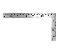 Getue Stainless Steel 3x1.5inch Curved Ruler, Small Three-inch Sokutei Shinwa Measuring Tool with Right Angle and Back Scale, Ideal for Checking Length and Cutting Injuries