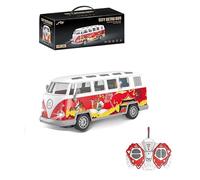 getuse 1/30 Scale Remote Control Bus with Lights, Rubber Tires, All Direction Drive, Opening Door Electric RC City Bus Model Car Toy (Red Vintage School Bus)