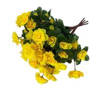 getuse 4 Bundles Artificial Flowers Faux Flower Rhododendron Reusable Decoration Outdoor Lawn Window Box Backyard Wedding, White (Yellow)