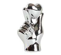 getuse Ceramic Heart Statue Silver with Hand - Elegant Tabletop Ornament for Living Room Bookshelf Table Centerpiece Modern Home Decor Unique Gift