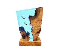 getuse Epoxy Resin Diver Sculpture Lamp, Handmade Ocean Diver Night Light with Shark, Unique LED Table Lamp for Bedroom, Office, Living Room Decor (6x4 inches)