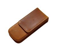 getuse PU Leather Pen Holder for Multiple Writing Instruments Office Desk Storage Organizer with 3 Slots Drawer Design- Brown