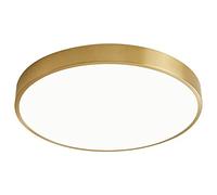 GETZS 1.6-inch Ultra-thin Copper Ceiling Lamp, American Simple Flush Mount, Three-color Temperature Adjustable, Study Balcony Indoor Light Fixture, 11.8in, 15.8in, 19.7in, Copper, Gold
