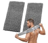 GEU 2-Pack Japanese Exfoliating Towel for Shower, 100cm Extra Long Back Scrubber & Body Washcloth Nylon Textured Skin Polisher for Dead Skin Removal, Lathers Richly, Quick Dry, Black