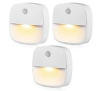 GEU 3 Pack Motion Sensor Lights Indoor Stick On Night Light Warm White LED Stair Lights Battery Operated Movement Sensor Light for Walls Bedroom Cupboard Bathroom Kitchen Hallway