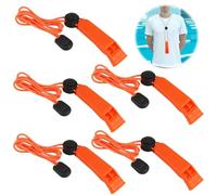GEU 5Pack Emergency Whistles for Swimming and Hiking Survival Safety Whistles with Reflective Lanyard And Clip Loud >85 dbl Plastic for Outdoors Camping Hiking Mountaineering Boating And Signalling