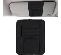 GEU Car Sun Visor Organizer, Auto Interior Sunglass Holder, Car Interior Leather Holder, multifunctional Storage Bag for Documents, Key, Registration, Driving License, Pen, Cards (Black)