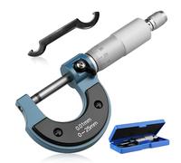 GEU Outside Micrometer 0-25mm (0.01mm Graduation), High Precision Metric Machinist Tool with Carbide Tipped Anvil, Satin Chrome Finish & Calibration Wrench for Mechanics DIY