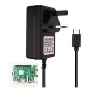 GEU USB-C Power Supply for Raspberry Pi 5, 27W 5.1V 5A UK Plug Adapter, Official Spec PD Charger with 1.2M Cable, Over-Voltage Protection for Pi 5 4GB/8GB & High-Load Peripherals, Black