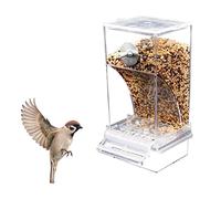 geugecy Automatic Bird Feeder | No Mess Bird Feeder | Spill And Splash-Proof | Acrylic Transparent Seed Food Container For Parakeet Canary Cockatiel Finch, Birds Cage Accessories