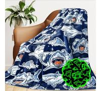 GEULAY Shark Throw Blanket for Boys, Glow in The Dark Fish Blanket for Bedroom Travel, Cozy Soft Warm Ocean Animal Fleece Throws for Home Room Decor, Shark Boys Toys Gifts for Kids Toddlers, 50"x60"