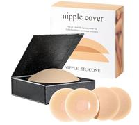 Geunisin Nipple covers for women 2 Pairs Breathable Reusable Seamless Hypoallergenic Silicone Pasties Invisible Adhesive Breast Petals Stickers on Bra Skin Friendly Nipple Protection Fit A to D