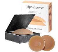 Geunisin Nipple covers for women Breathable Reusable Seamless Hypoallergenic Silicone Pasties Invisible Adhesive Breast Petals Stickers on Bra Skin Friendly Nipple Protection Fit A to D Brown