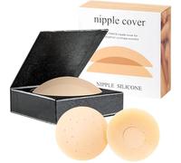 Geunisin Nipple covers for women Breathable Reusable Seamless Hypoallergenic Silicone Pasties Invisible Adhesive Breast Petals Stickers on Bra Skin Friendly Nipple Protection Fit A to D Beige
