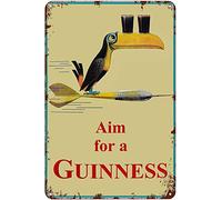 Geuuki Creative Funny Novelty Metal Tin Sign Aim for A Guinness Retro Wall Decor Garden Man Cave Cafes Office Store Pubs Club Metal Aluminum Sign Gift 6 x 8 inch